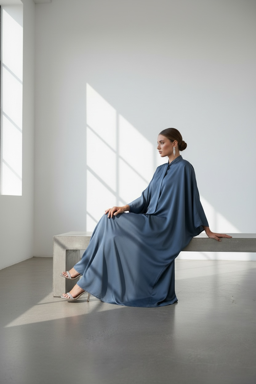 butterfly abaya dress - blue