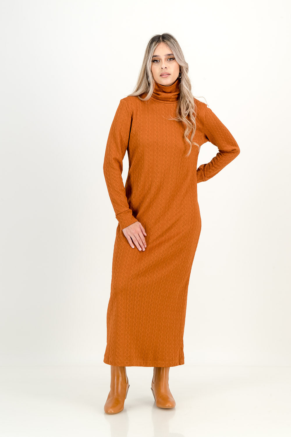 KNIT DRESS - rust