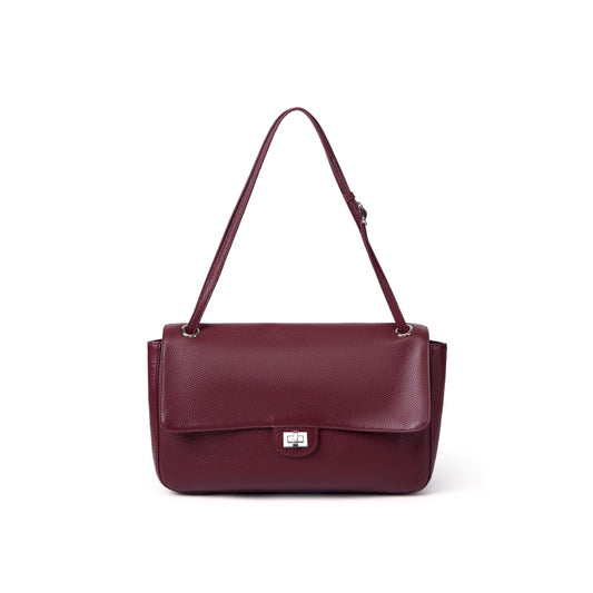 THE BELISSIMA — Genuine Top-Grain Leather Shoulder Bag in wine/Burgundy
