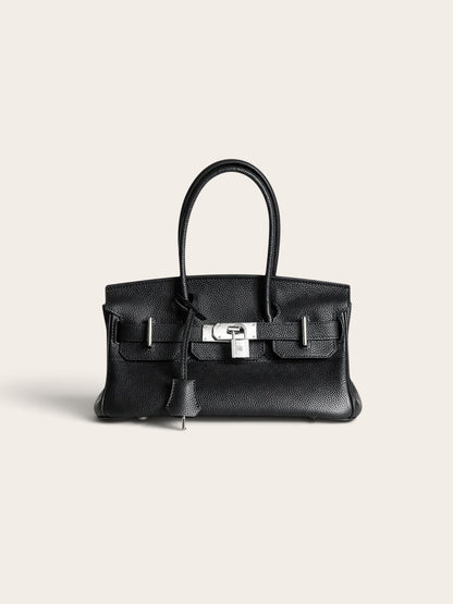 The Legacy —  Black Top-Grain Togo Leather Shoulder Bag