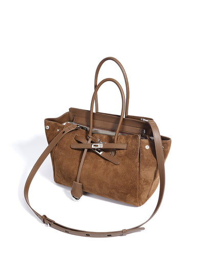 The Dynasty- Genuine Leather & Suede Tan Tote Bag