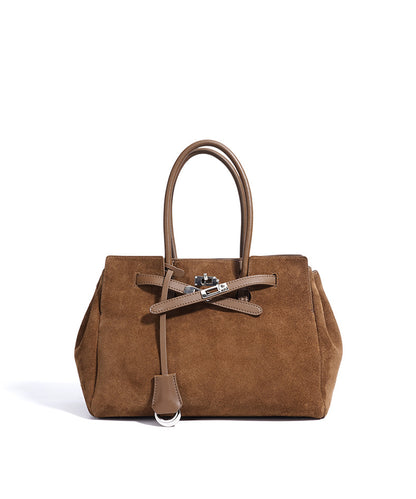 The Dynasty- Genuine Leather & Suede Tan Tote Bag