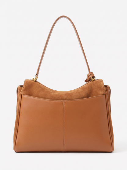 ( PRE ORDER ) E-IRLOOM L - caramel suede luxury top handle Handbag