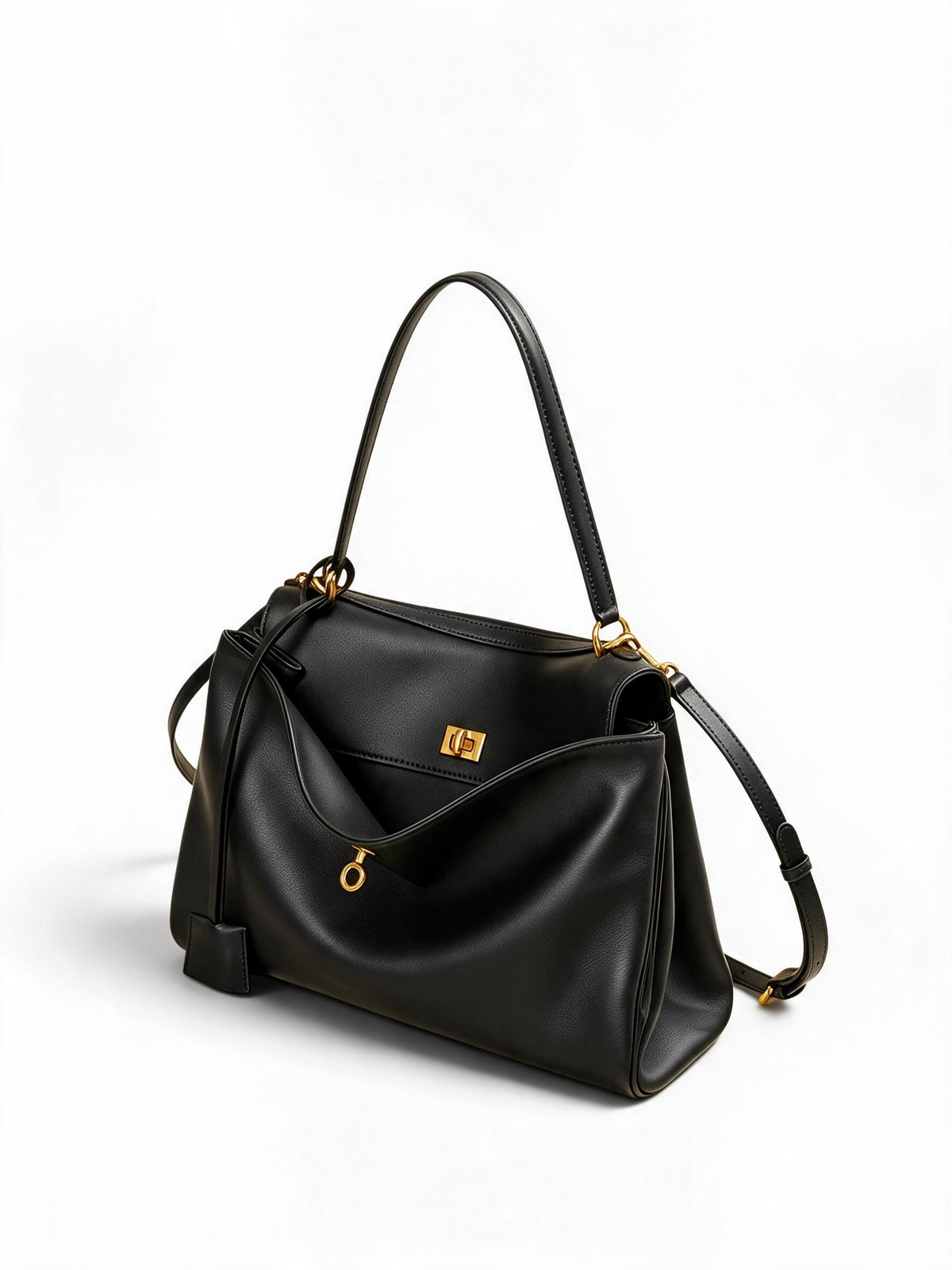 (PRE ORDER ) E-IRLOOM L - Black Genuine Leather luxury top handle Handbag