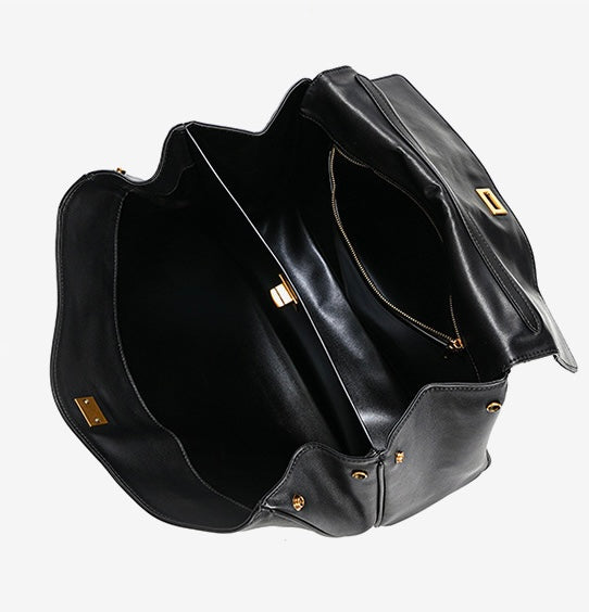 (PRE ORDER ) E-IRLOOM L - Black Genuine Leather luxury top handle Handbag