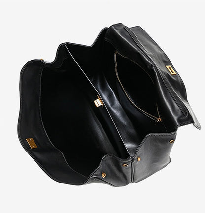 (PRE ORDER ) E-IRLOOM L - Black Genuine Leather luxury top handle Handbag