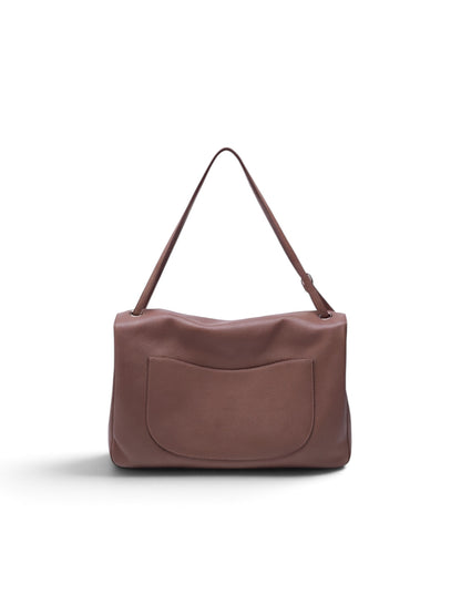 THE BELISSIMA — Genuine Top-Grain Leather Shoulder Bag in taupe