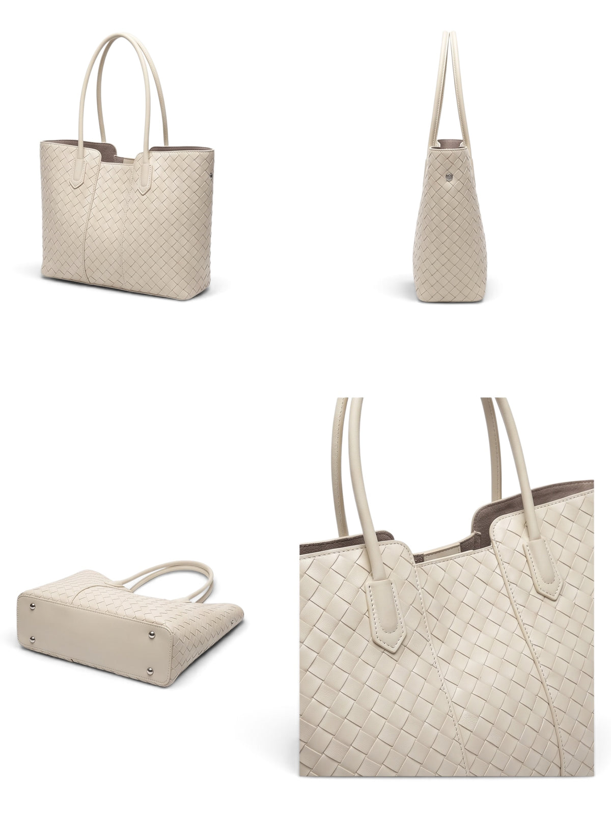 HEIR - cream woven embossed split Leather tote Handbag