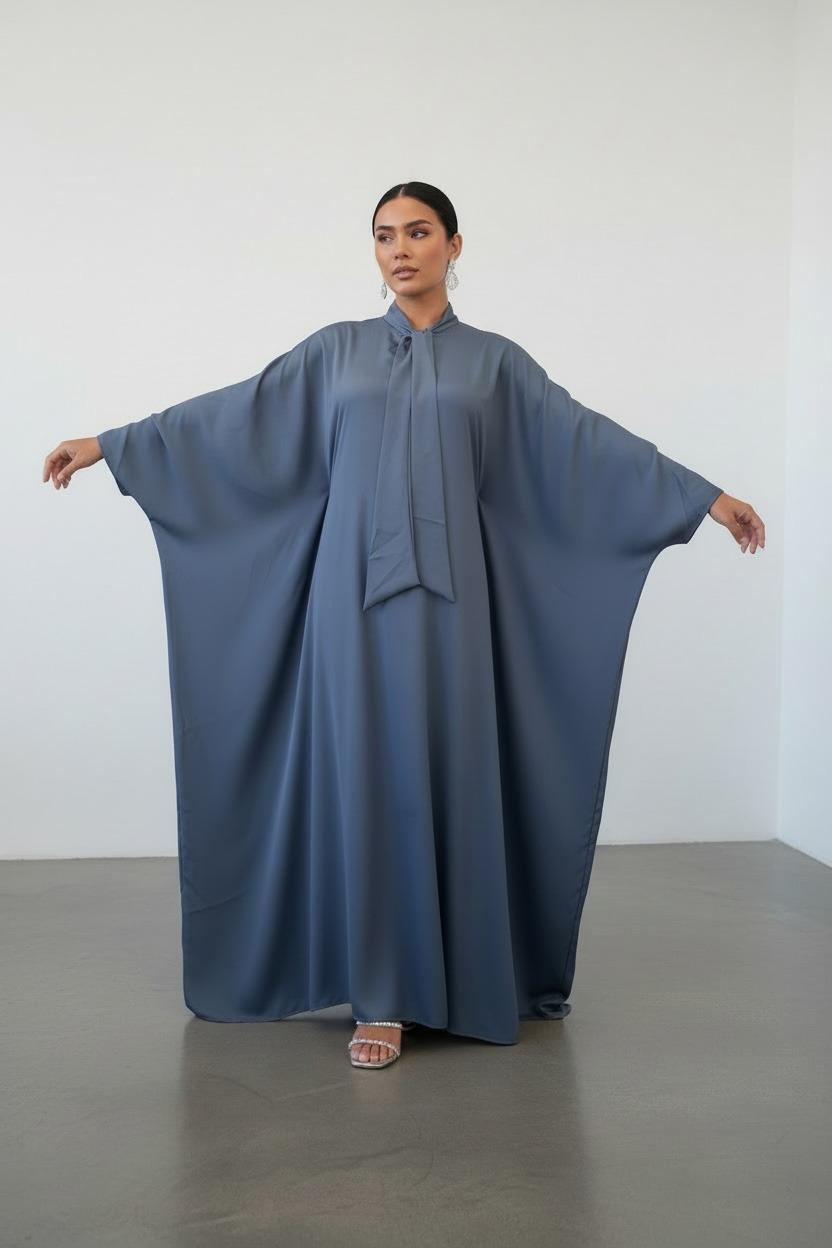 butterfly abaya dress  -  blue