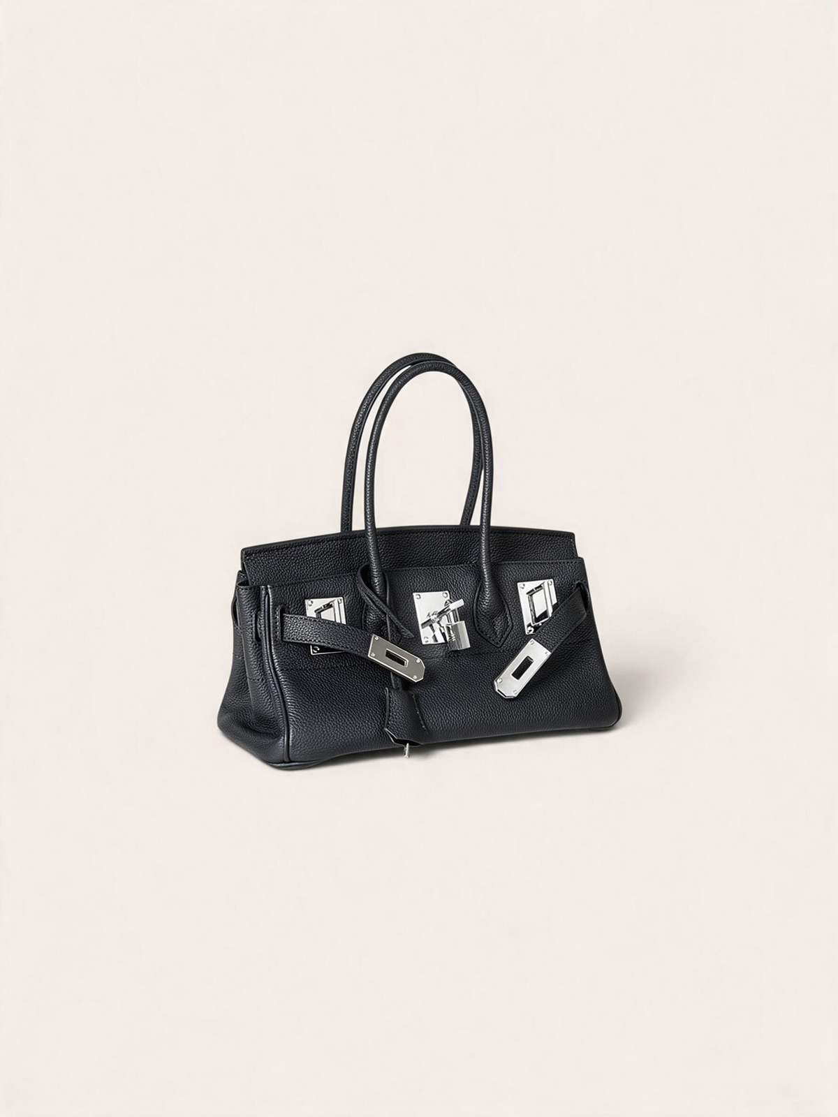 The Legacy —  Black Top-Grain Togo Leather Shoulder Bag