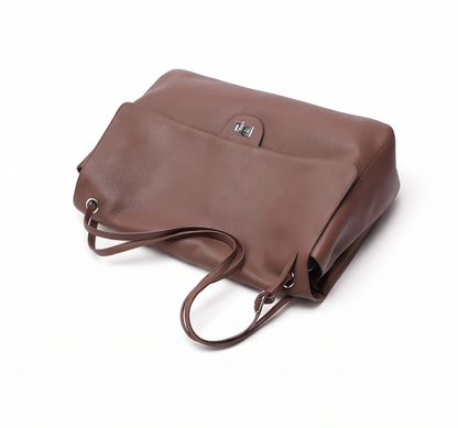 THE BELISSIMA — Genuine Top-Grain Leather Shoulder Bag in taupe