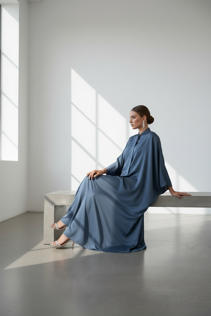 butterfly abaya dress  -  blue