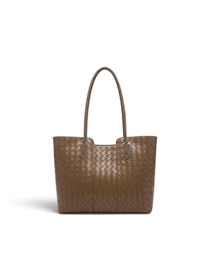 HEIR - brown woven embossed split  Leather tote Handbag