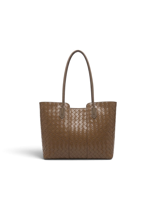 HEIR - brown woven embossed split  Leather tote Handbag
