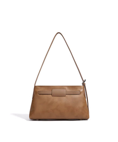 MUSE - tan Genuine Leather luxury shoulder bag in smooth top grain leather
