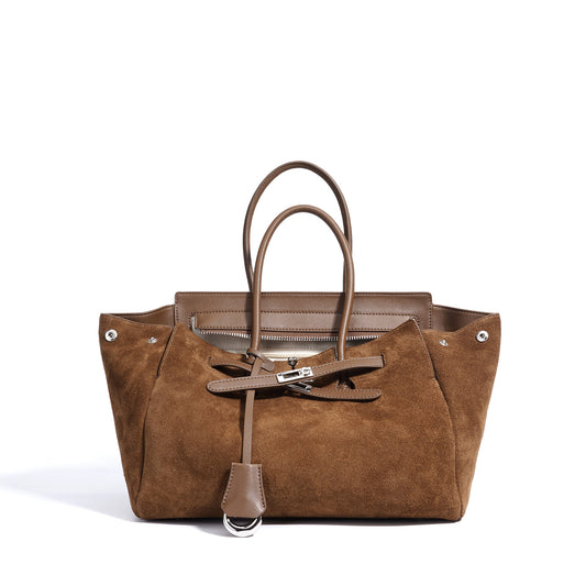 The Dynasty- Genuine Leather & Suede Tan Tote Bag