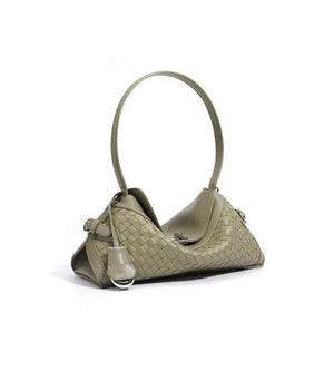 HEIRESS - sage green Genuine woven Leather luxury shoulder bag