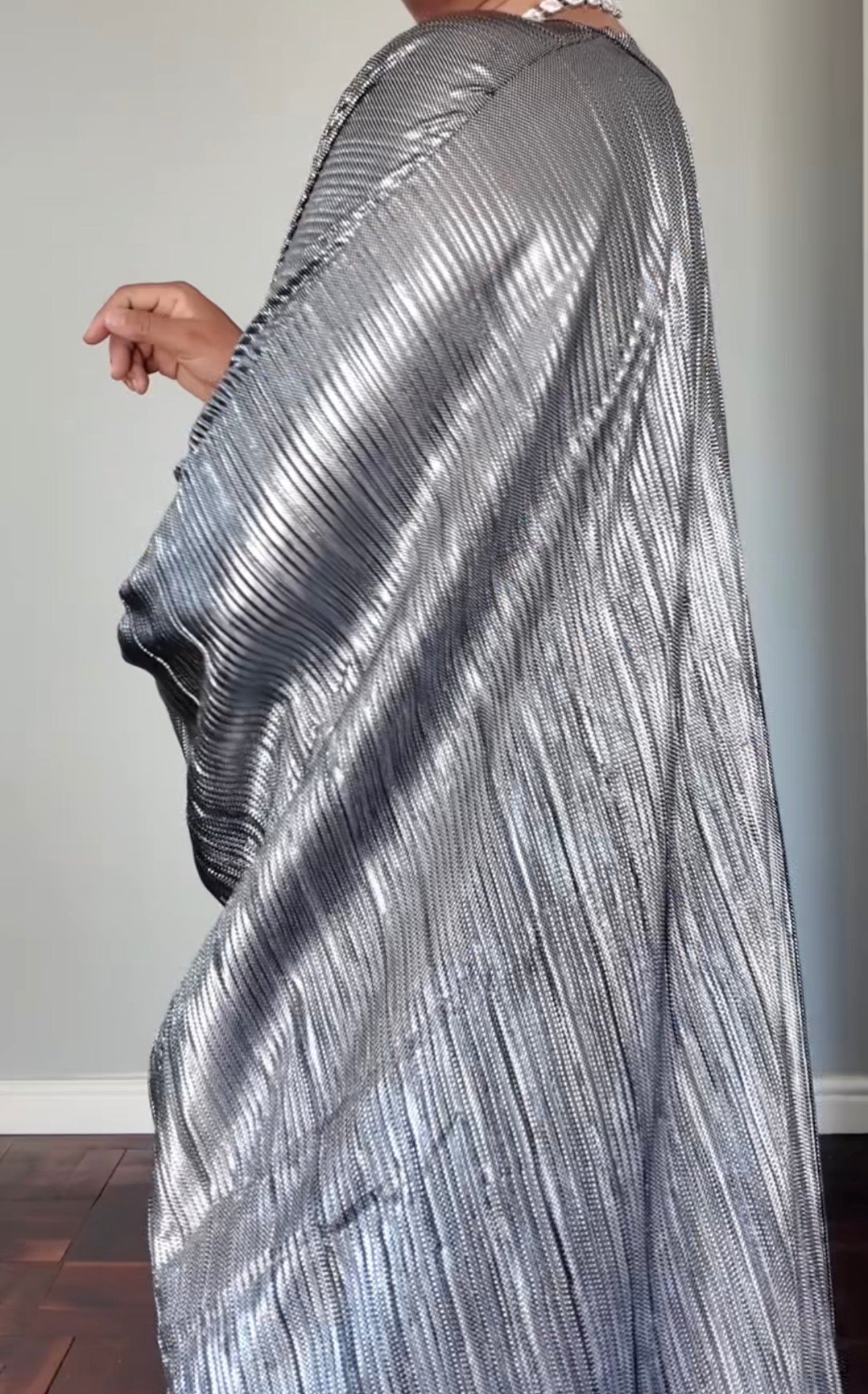 butterfly abaya dress  -  silver