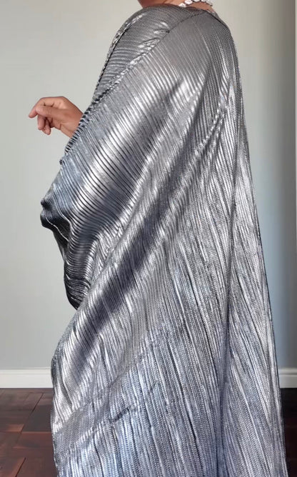 butterfly abaya dress  -  silver