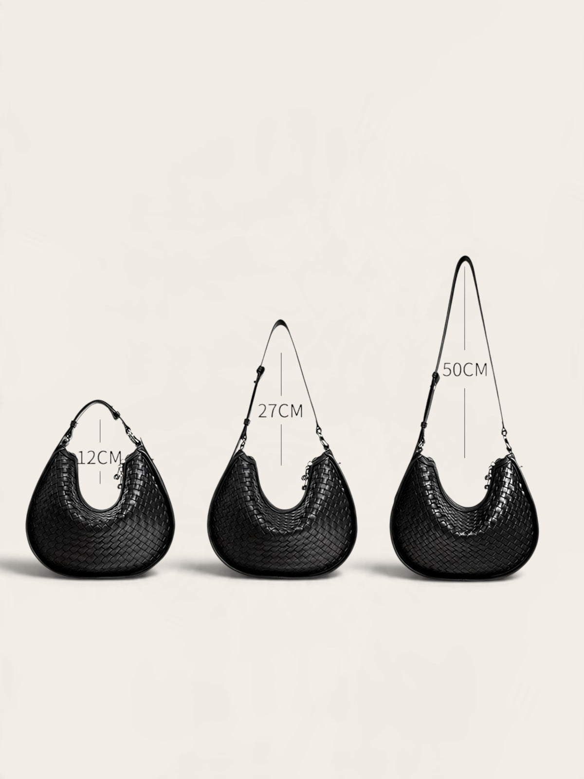 EMPRESS- black Genuine woven Leather luxury shoulder bag