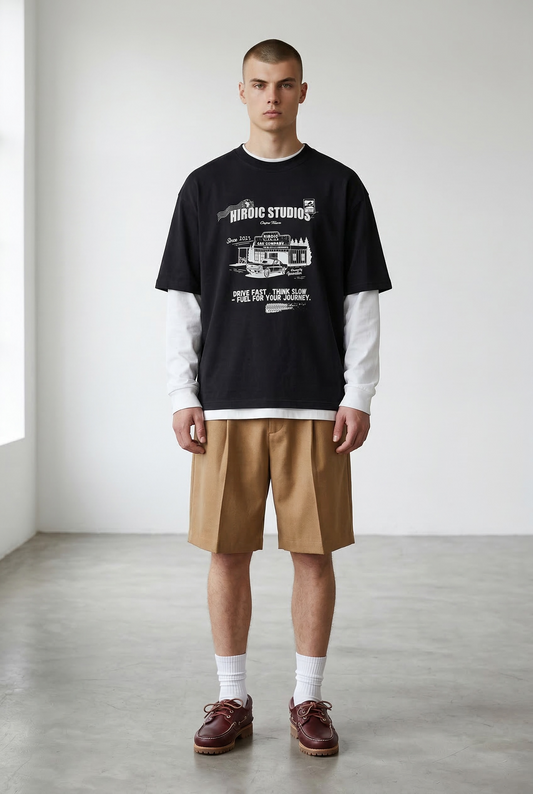 DRIVE FAST T-SHIRT - black and grey