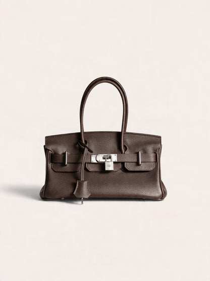 The Legacy — brown Top-Grain Togo Leather Shoulder Bag