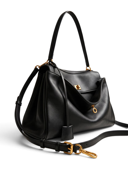 (PRE ORDER ) E-IRLOOM L - Black Genuine Leather luxury top handle Handbag