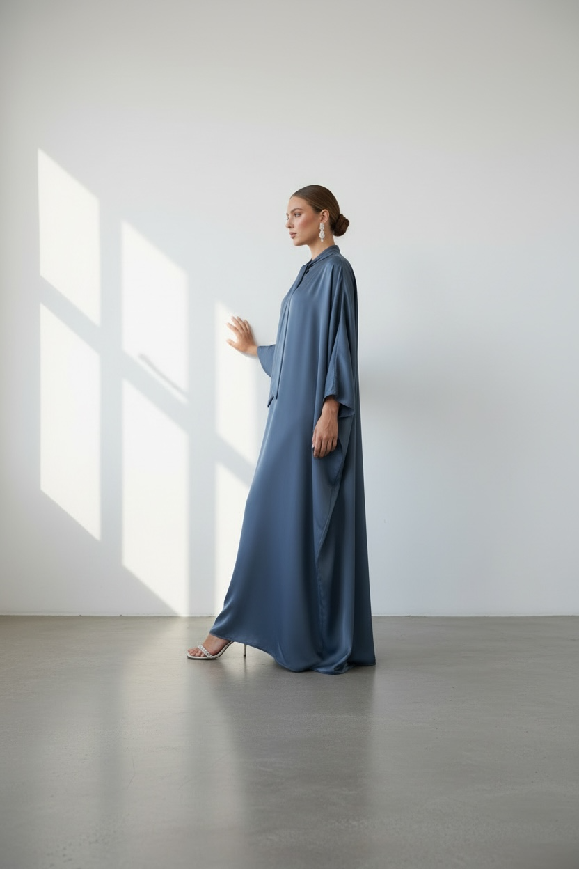 butterfly abaya dress  -  blue