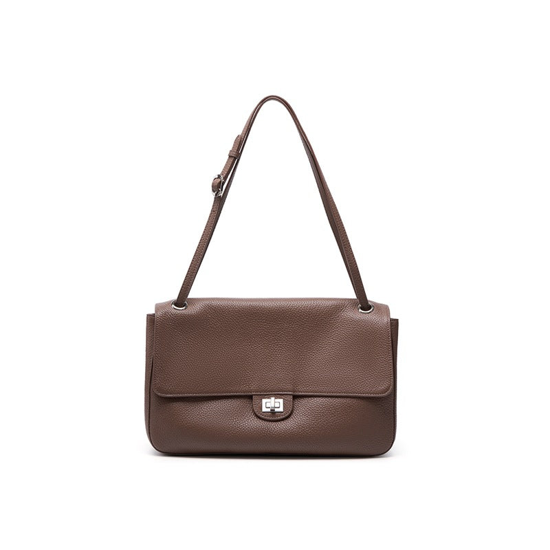 THE BELISSIMA — Genuine Top-Grain Leather Shoulder Bag in taupe