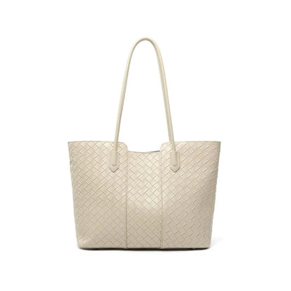 HEIR - cream woven embossed split Leather tote Handbag