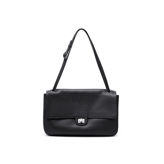 THE BELISSIMA — Genuine Top-Grain Leather Shoulder Bag in black