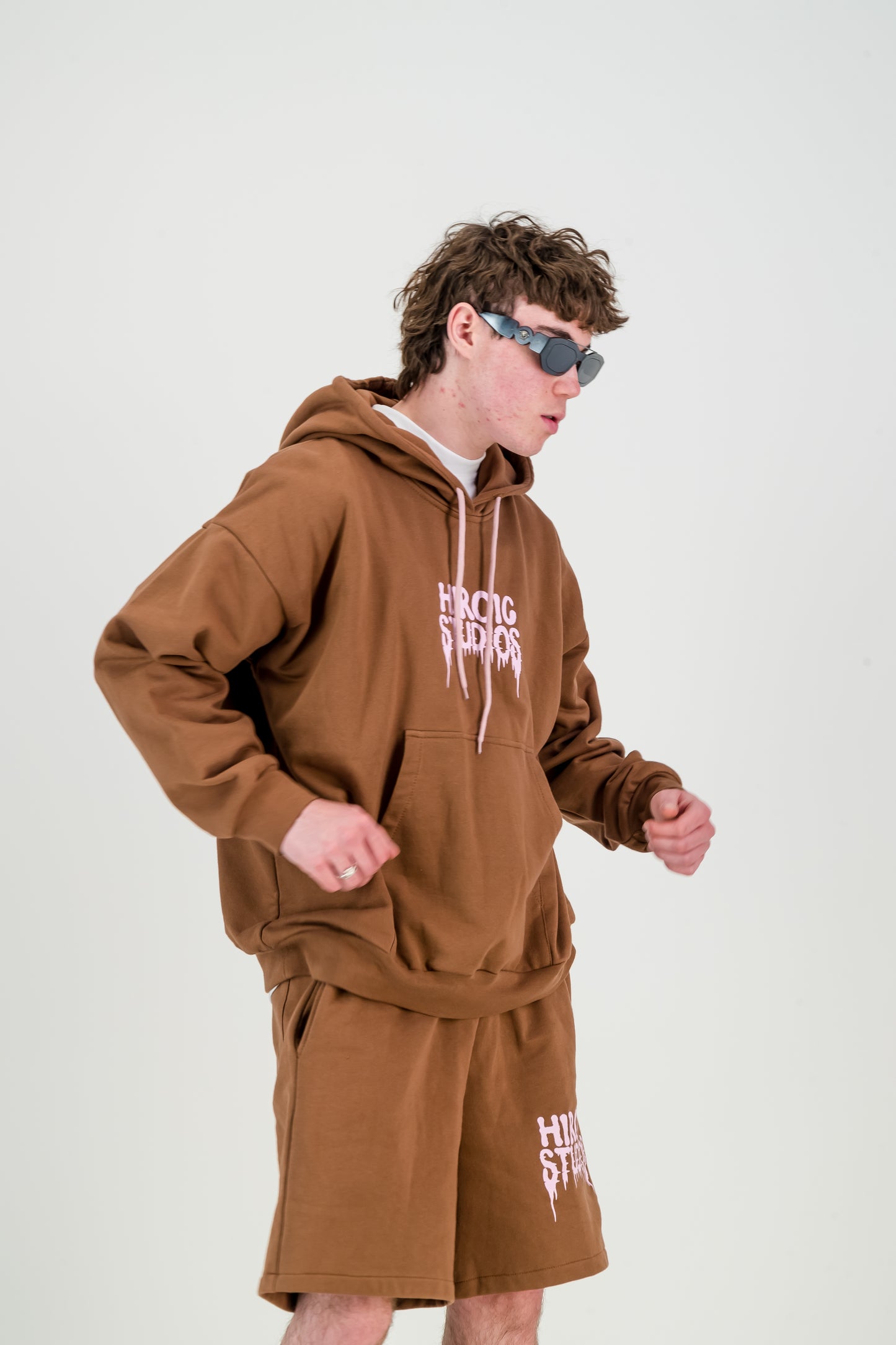 GHOSTED HOODY- brown and pink