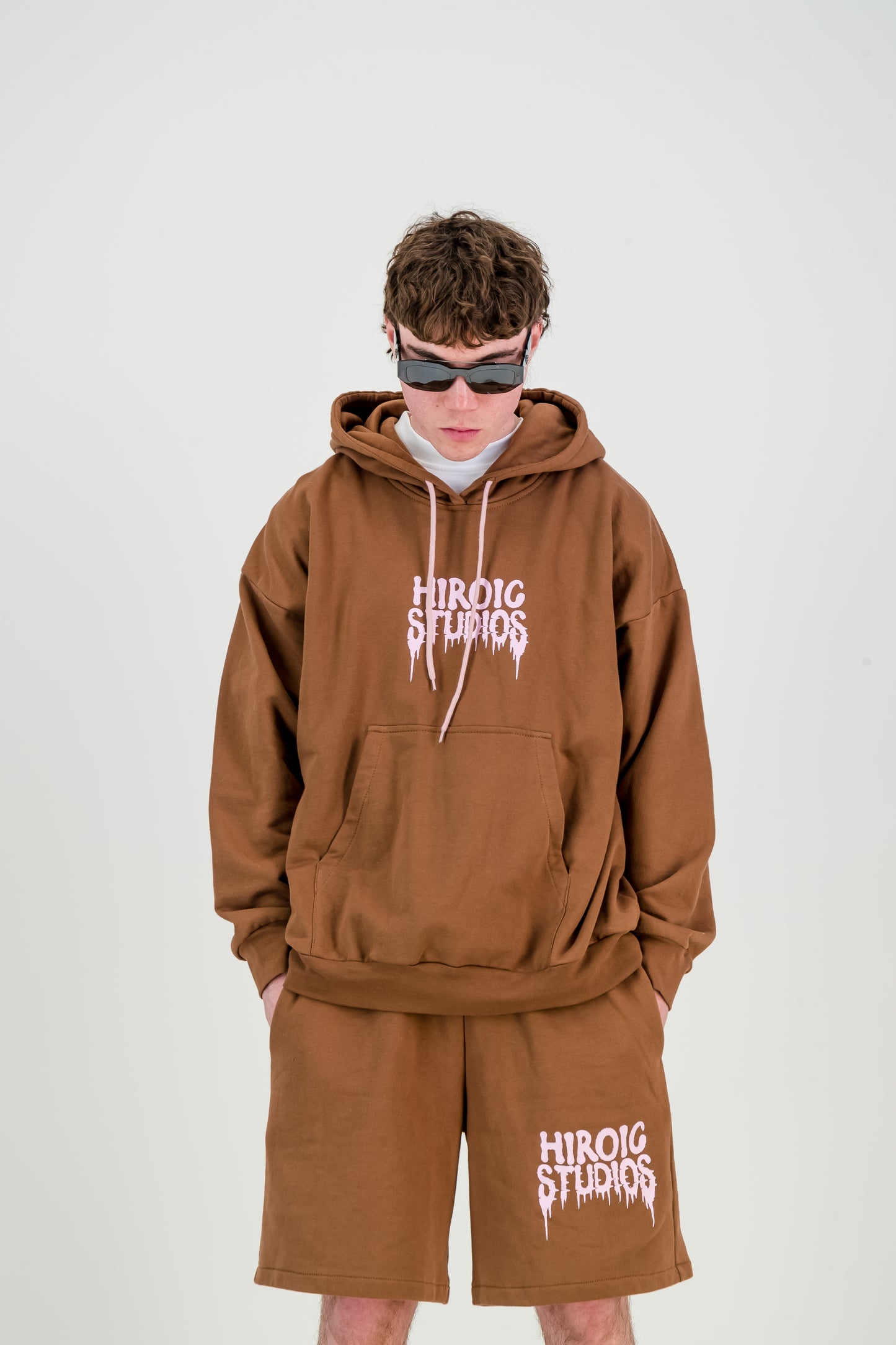 GHOSTED HOODY- brown and pink