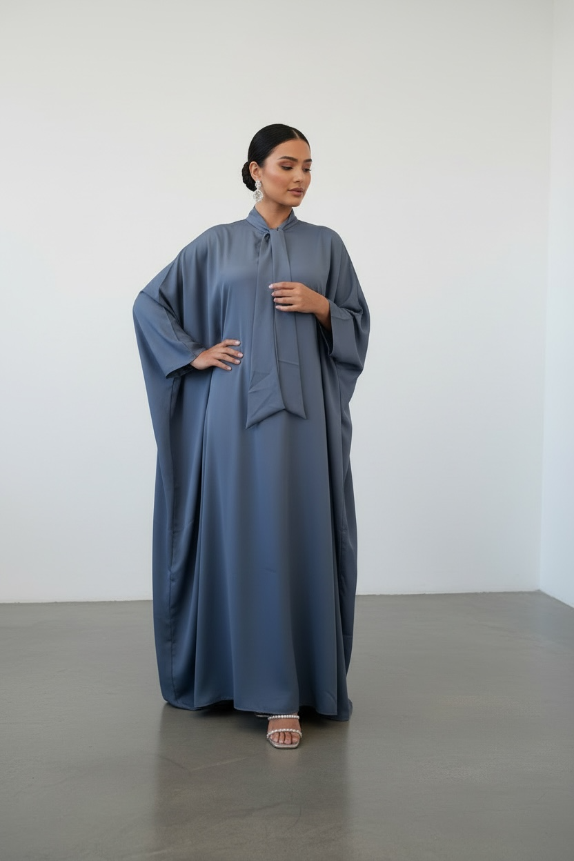 butterfly abaya dress  -  blue