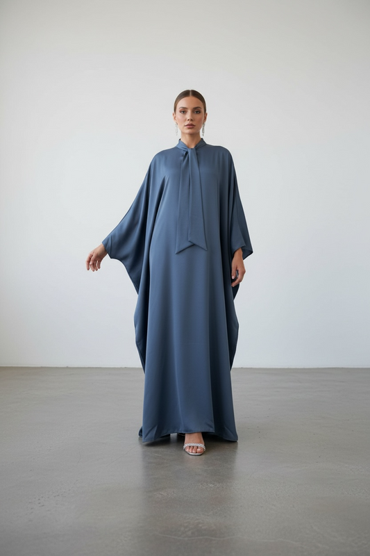 butterfly abaya dress  -  blue