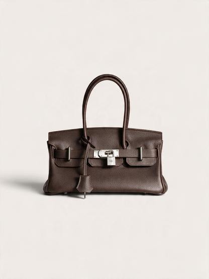 The Legacy — brown Top-Grain Togo Leather Shoulder Bag
