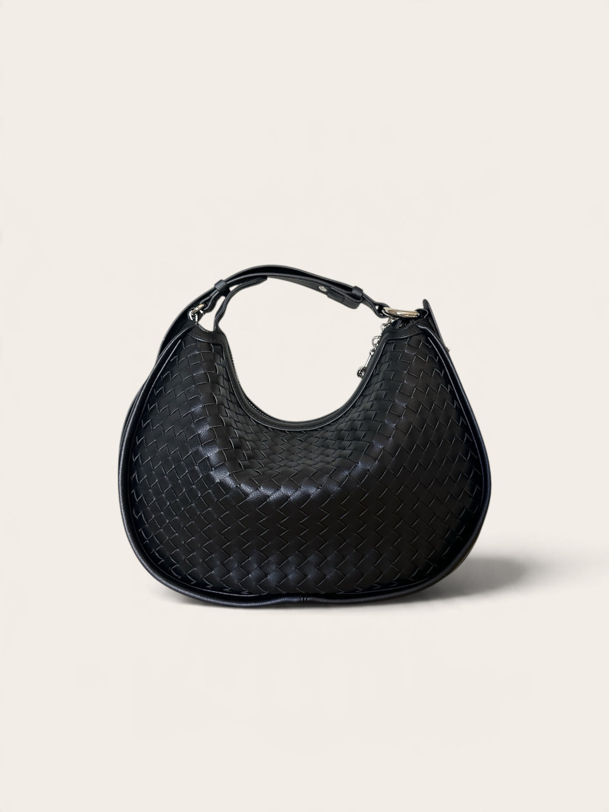 EMPRESS- black Genuine woven Leather luxury shoulder bag