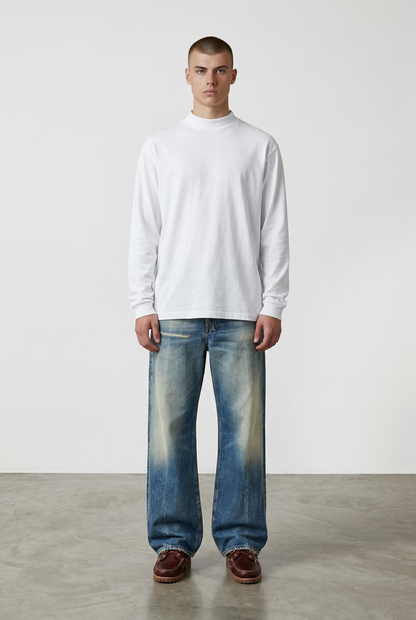 DRIVE FAST LS T-SHIRT - white and black