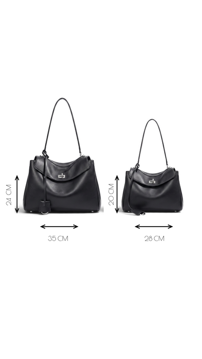 (PRE ORDER ) E-IRLOOM L - Black Genuine Leather luxury top handle Handbag