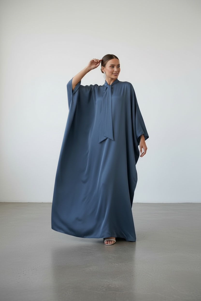 butterfly abaya dress  -  blue
