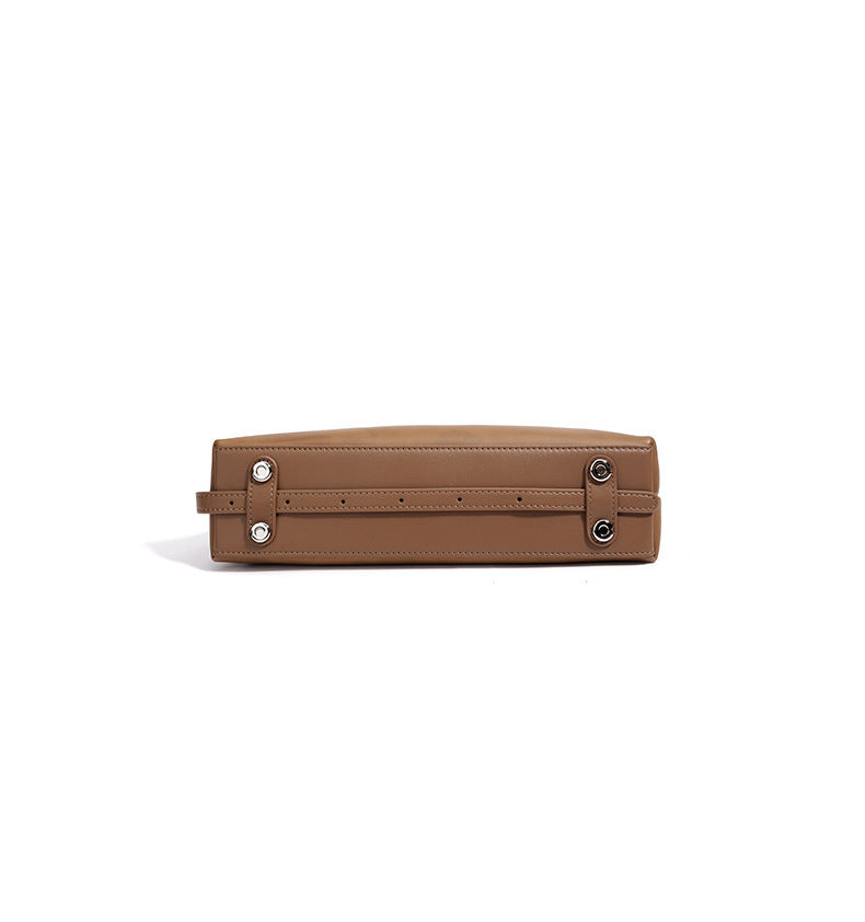 MUSE - tan Genuine Leather luxury shoulder bag in smooth top grain leather