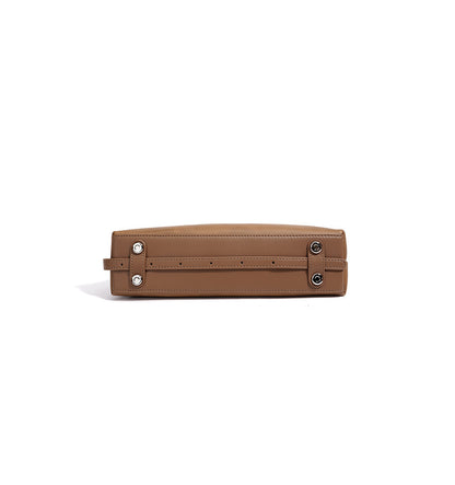 MUSE - tan Genuine Leather luxury shoulder bag in smooth top grain leather