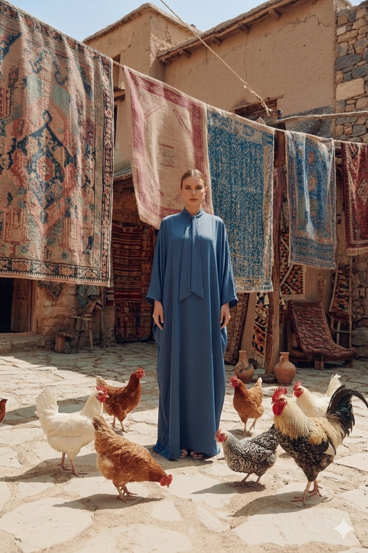 butterfly abaya dress  -  blue