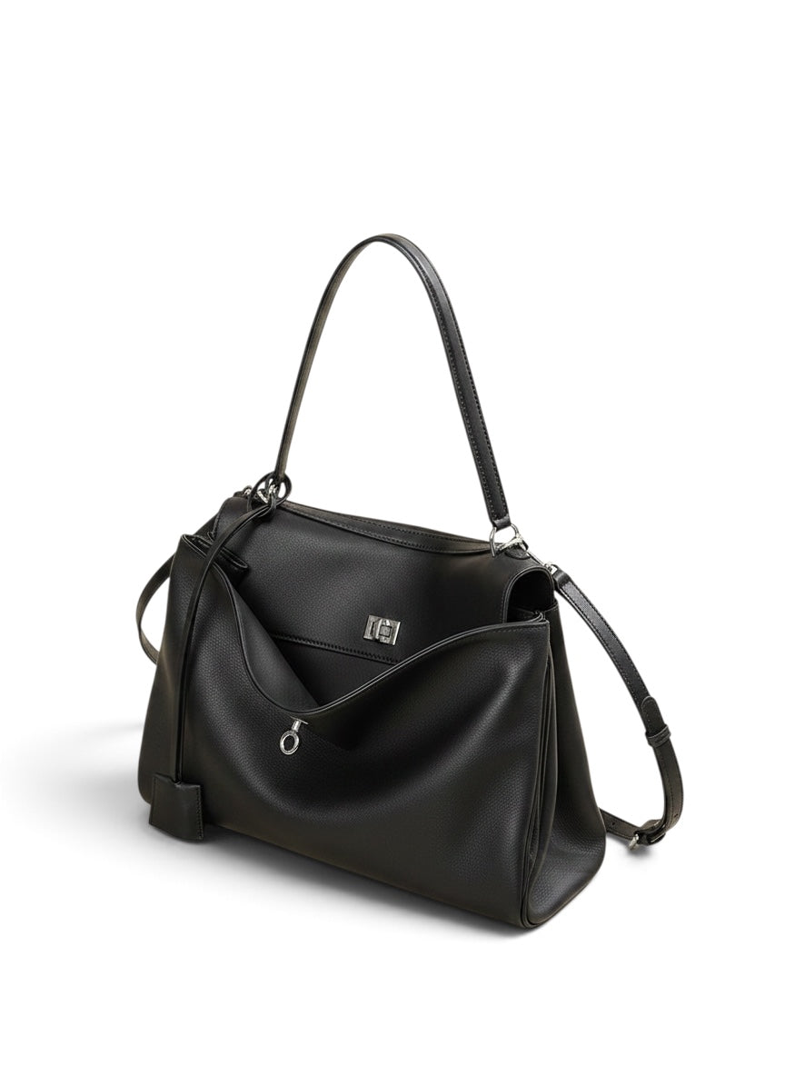 (PRE ORDER )E-IRLOOM XL - Black Genuine Leather luxury top handle Handbag