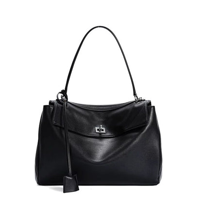 (PRE ORDER )E-IRLOOM XL - Black Genuine Leather luxury top handle Handbag
