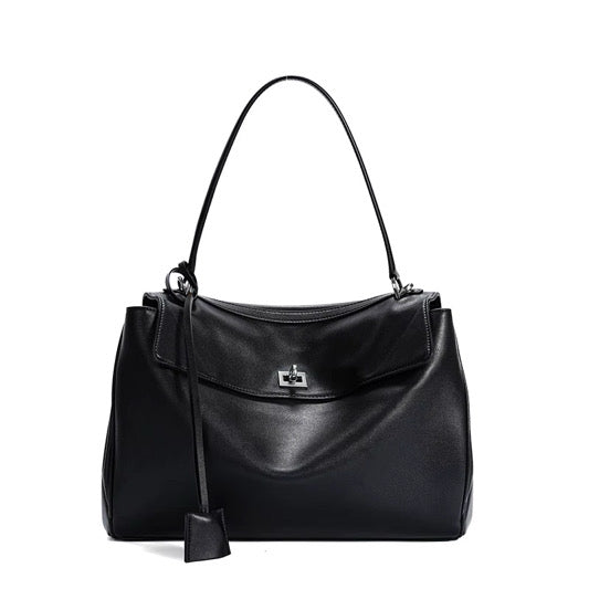 E-IRLOOM L - Black Genuine Leather luxury top handle Handbag