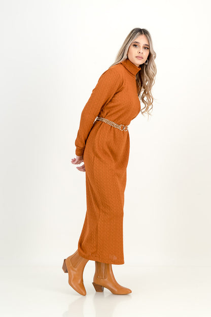 KNIT DRESS  - rust
