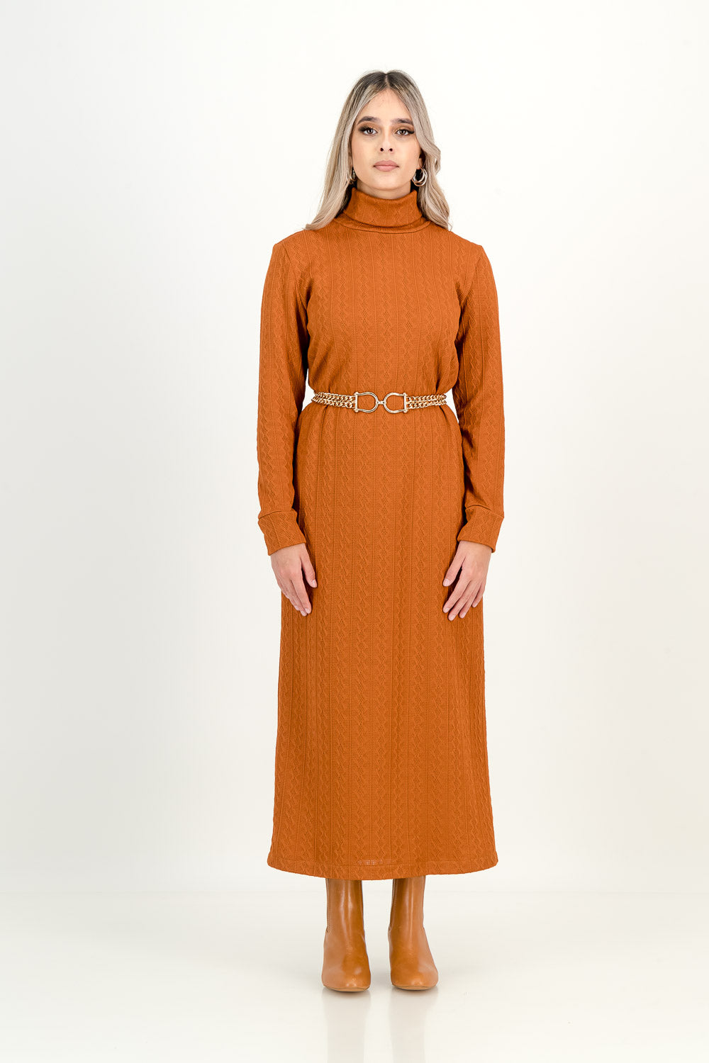 KNIT DRESS  - rust