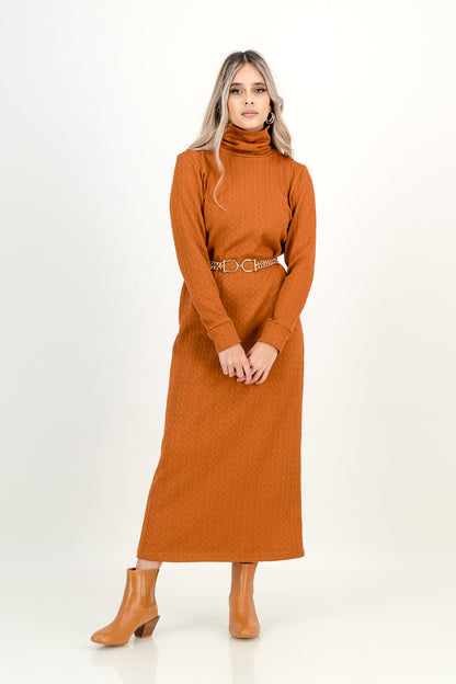 KNIT DRESS  - rust
