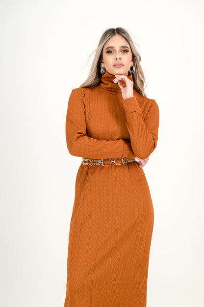 KNIT DRESS  - rust